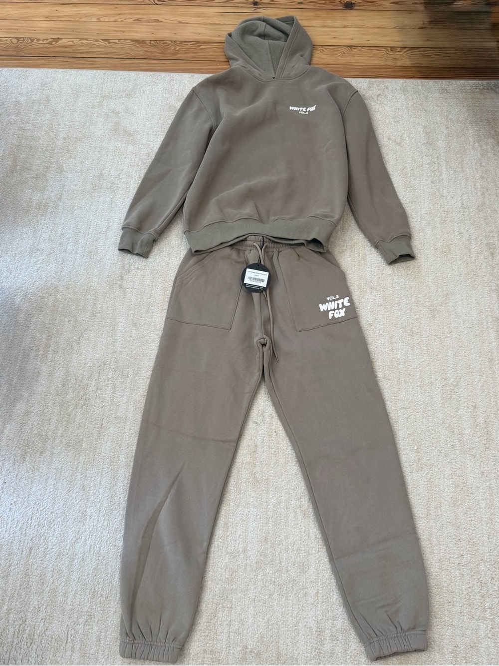 White Fox Taupe Hoodie & Sweatpants Set- sweatpants new with tags!
